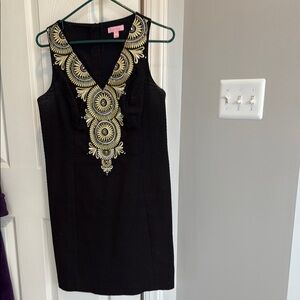 Lilly Pulitzer Black Dress with Gold Detailing
